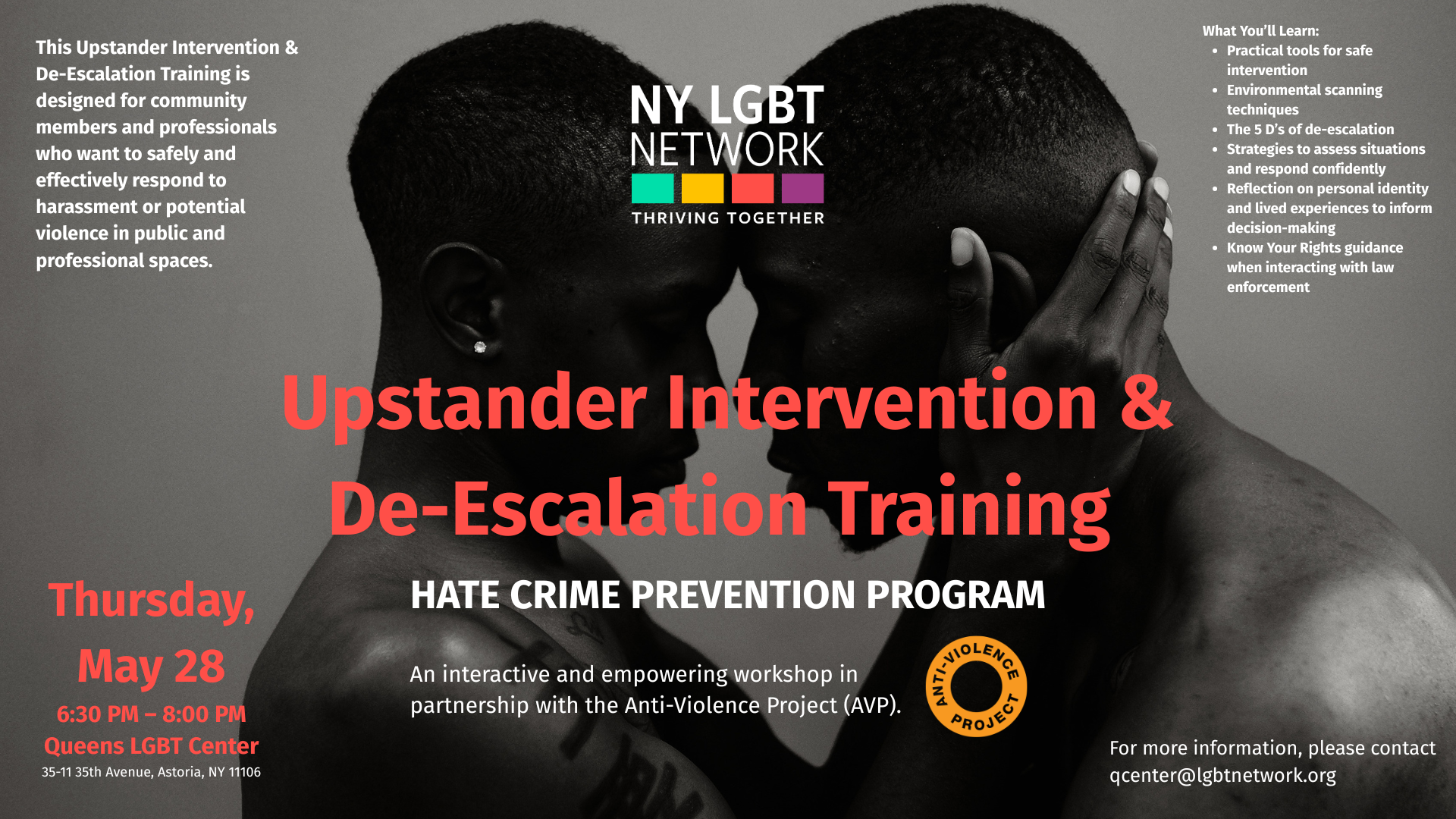 LGBT Network – Know Your Rights: Pride Vs Hate, in partnership with the Anti-Violence Project