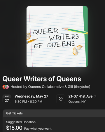 Queens Collaborative – Queer Writers of Queens with Gill