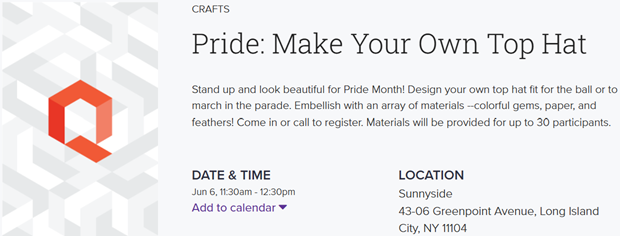 QPL @ Sunnyside – Pride: Make Your Own Top Hat